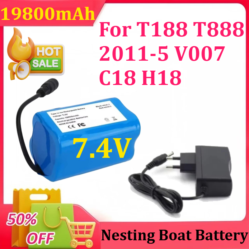 Fish Finder Charger - 7.4V 19800mAh Batterij met USB Lader